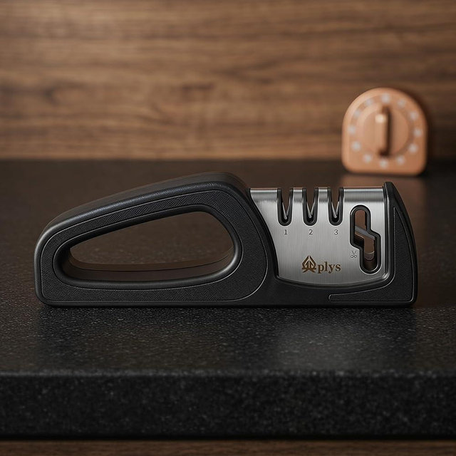 WAQGIKL 4-in-1 Knife and Scissor Sharpener with Tungsten Steel, Diamond Rod, Ceramic Rod, Non-Slip Base