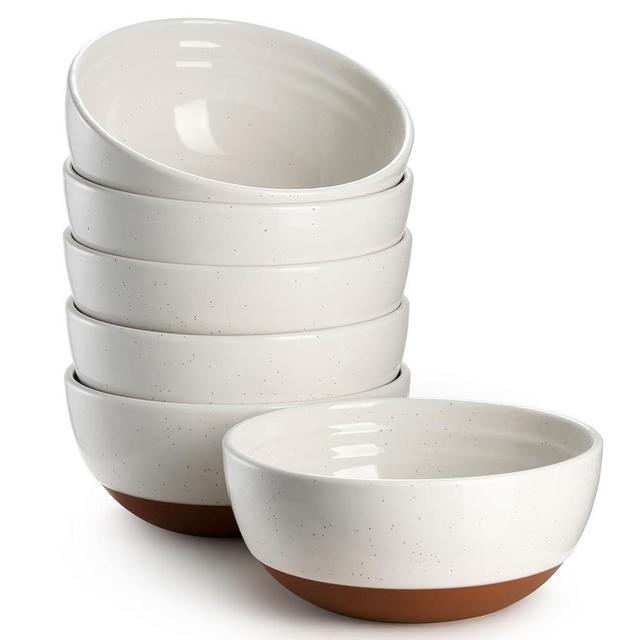 DOWAN Soup Bowls Set of 6, 23 OZ Cereal Bowls for Kitchen, Ceramic Bowl Set for Ramen, Salad, Dessert, Snack, Halloween Decor, Dishwasher & Microwave Safe, Alabaster White