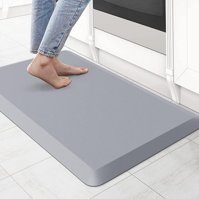 KitchenClouds Kitchen Mat Cushioned Anti Fatigue Kitchen Rug 0.75inch Waterproof Non Slip Kitchen Rugs and Mats Standing Desk Mat Comfort Floor Mats for Kitchen Sink Office (17.3"x28",Grey)