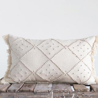 Diamond Lumbar Pillow with Fringe