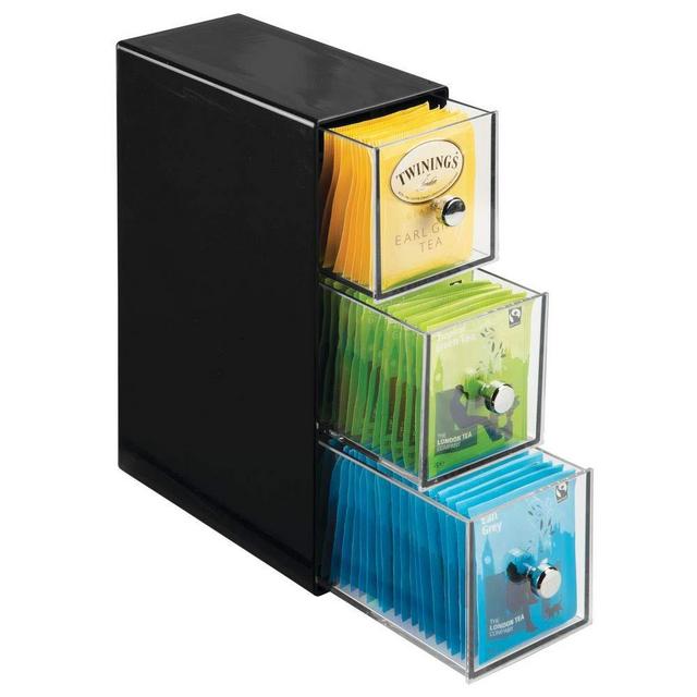 LOCHAS 2 Set, 2 Tier Clear Organizer With Dividers For Cabinet