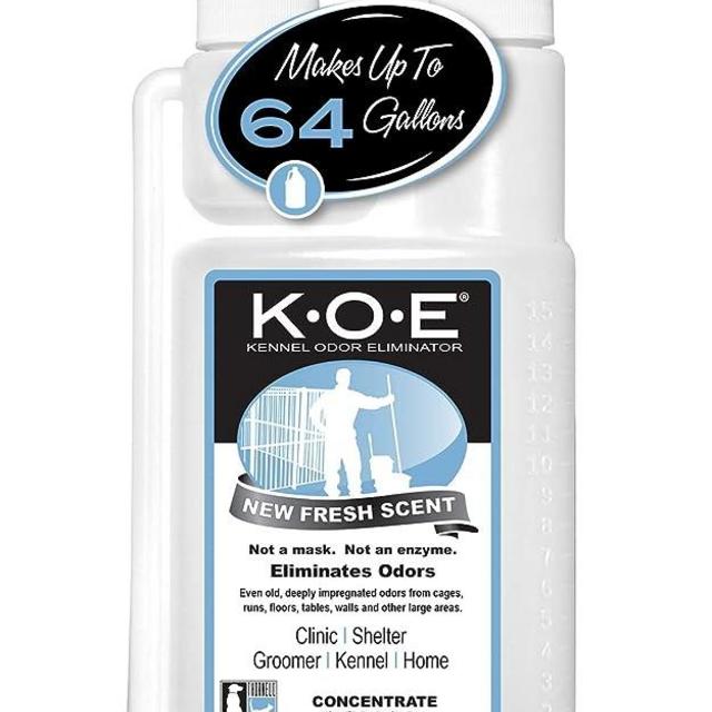 Thornell Kennel Odor Eliminator Concentrate – K.O.E. Odor Eliminator for Strong Odor for Cages, Runs & More – Pet Odor Eliminator for Home & Kennel w/Safe, Non-Enzymatic Formula (Fresh Scent, 16 oz)