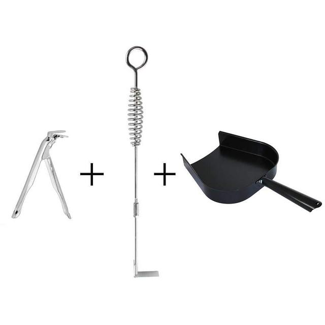 Mydracas Stainless Steel Ash Removal Tool and Ash Pan Big Green Egg Accessories,Ash Tool Poker for BGE Primo and Other Charcoal Kamado Stove(at+AP+GG)