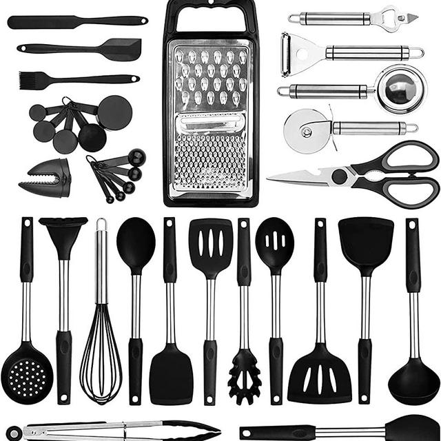 kithcen Utensils set 35 Cooking Utensils set Silicone and Stainless Steel Utensils Set Kitchen Tool Set,Baking Set Kitchen Set Kitchen Gadgets Kitchen Tools Cookware Set