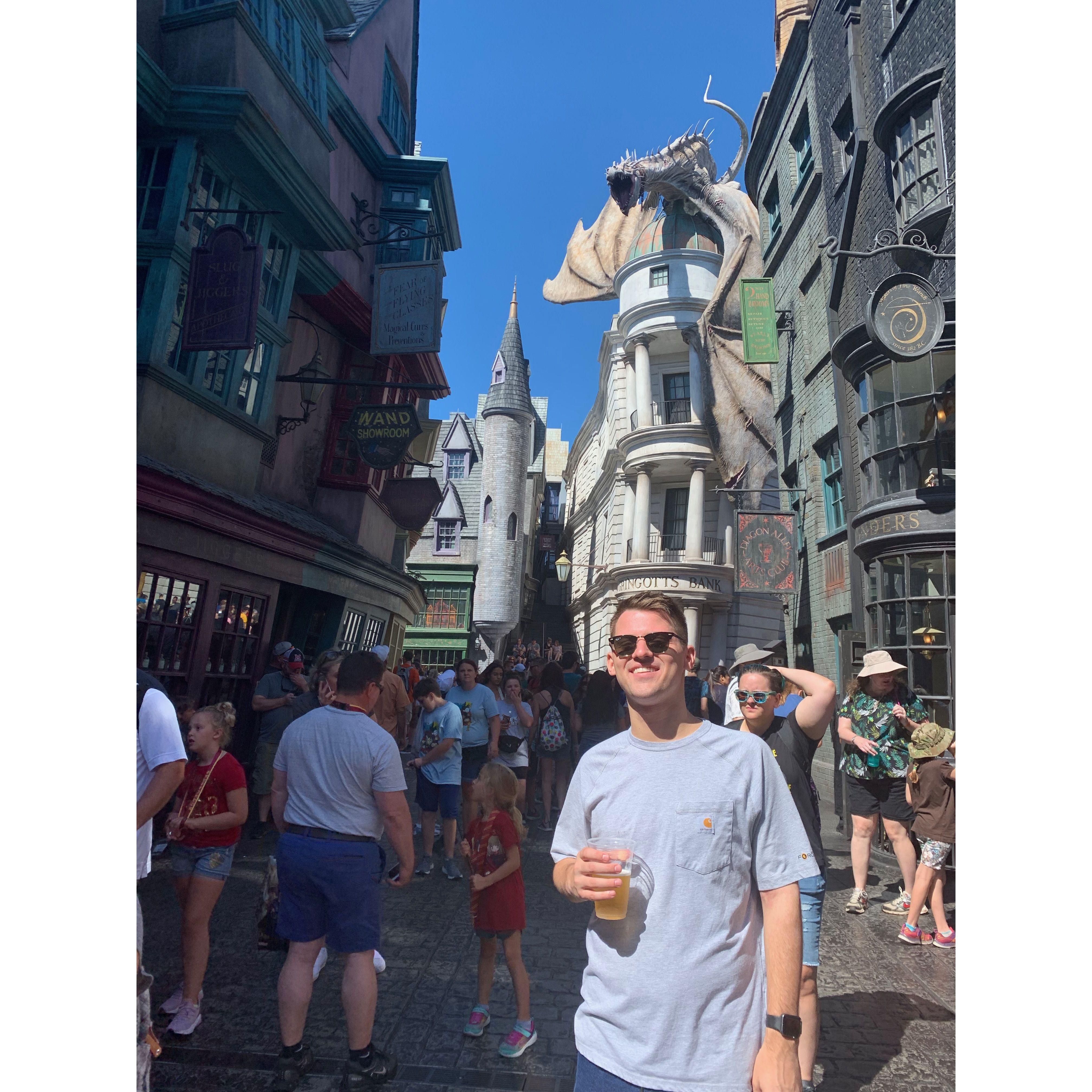 Pretending we were wizards at Universal Studios, FL.