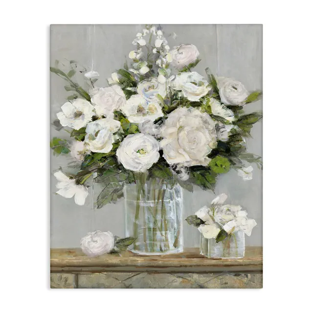Stupell Industries Country White Full Blossoms Canvas Art, 16" x 20"