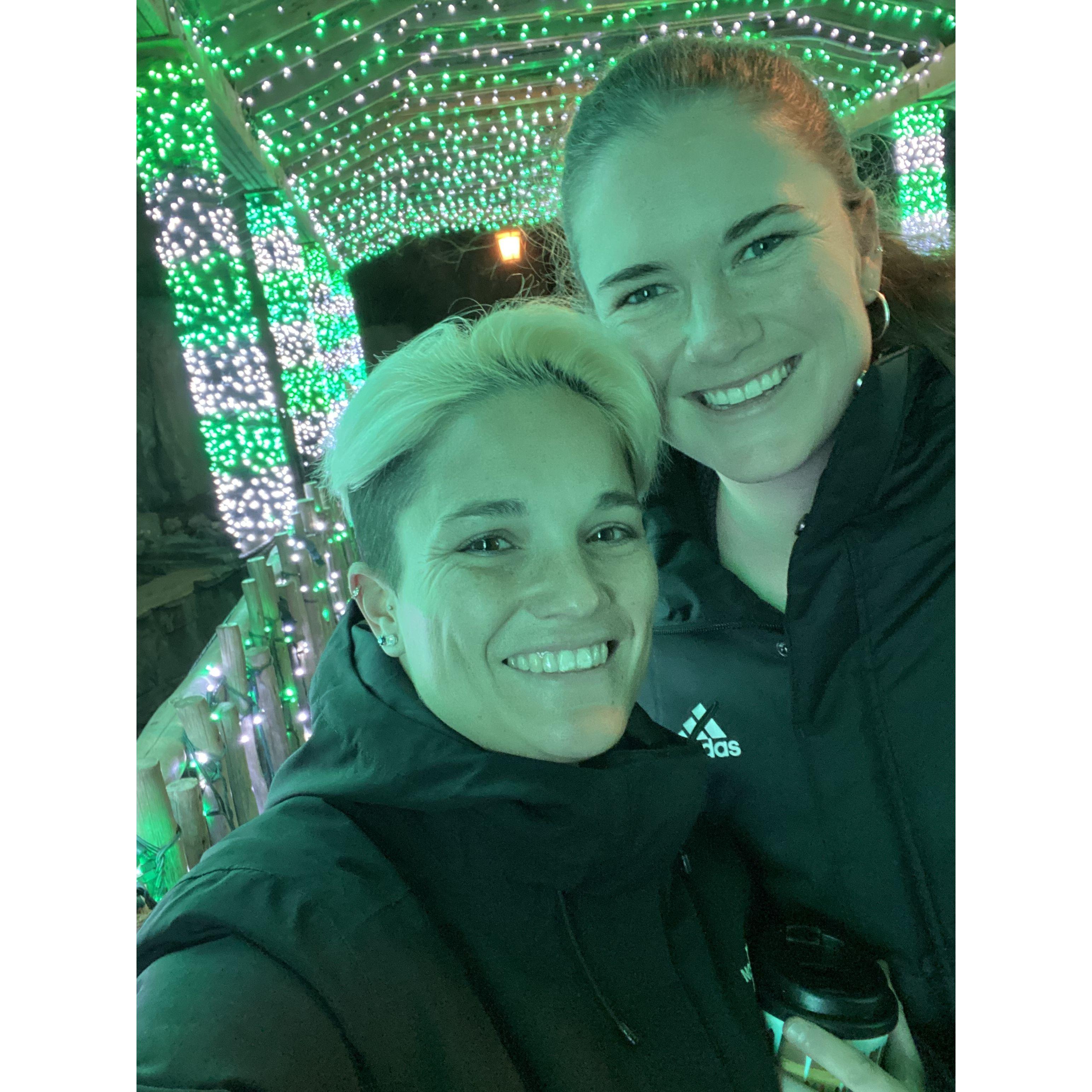 One of our first photos together at the Columbus Zoo lights.