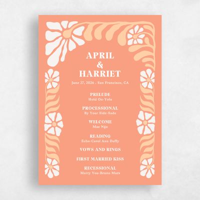 Salmon, Pink Wedding Program - Bellefleur
