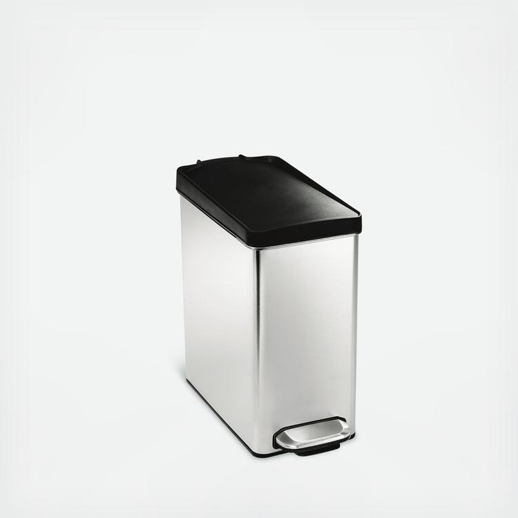 simplehuman 45L rectangular steel step trash can w/ liner pocket, stainless steel