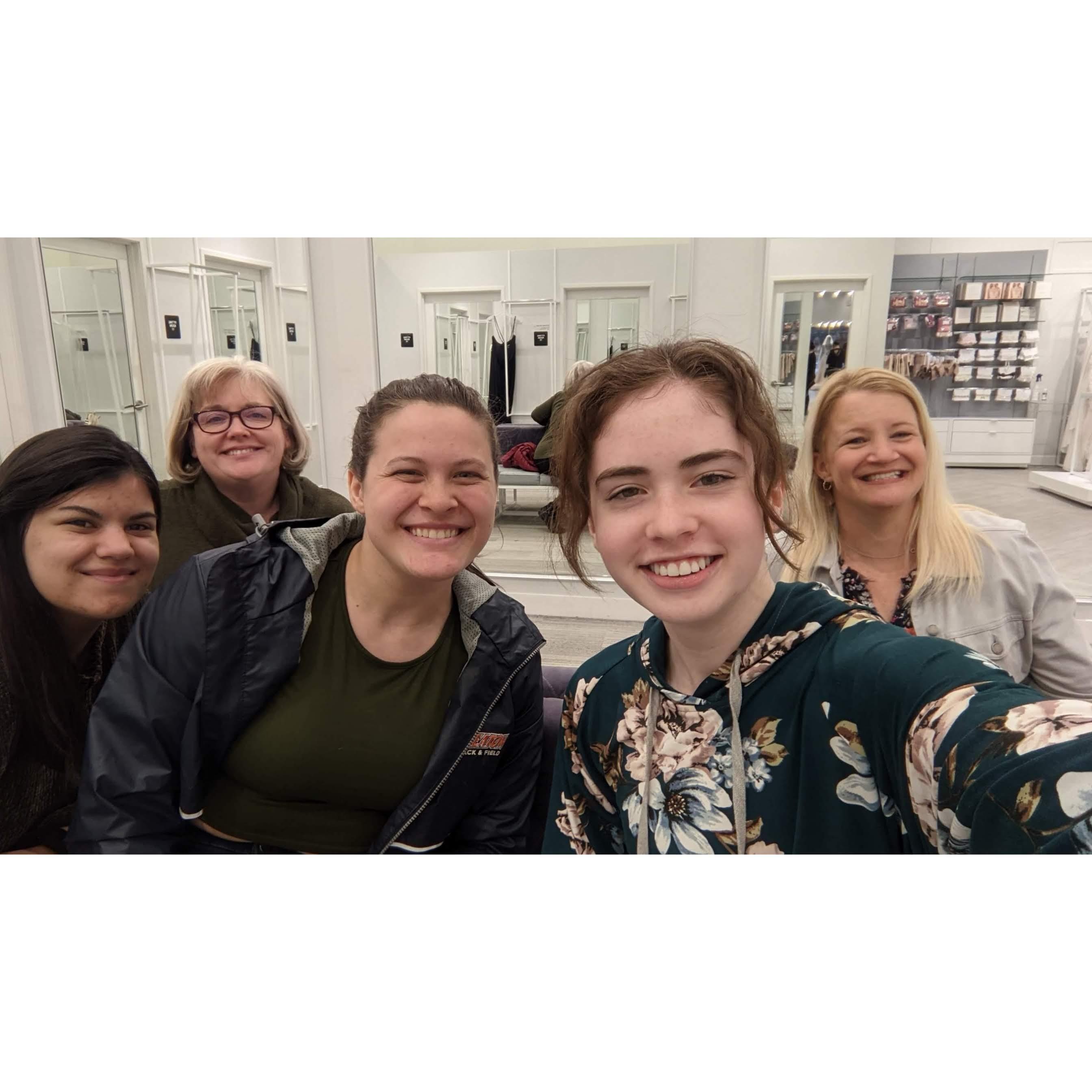 My wedding dress shopping crew! (ft. bridesmaids Kayla Lopez & Anna Cressman, maid of honor Amy Johnson, mother of the bride, & mother of the groom)