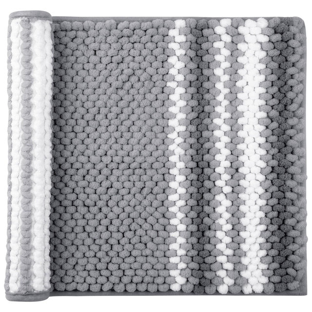 PiccoCasa Chenille Bathroom Rug Non-Slip Mat Soft Absorbent Dark Gray 17"x24"