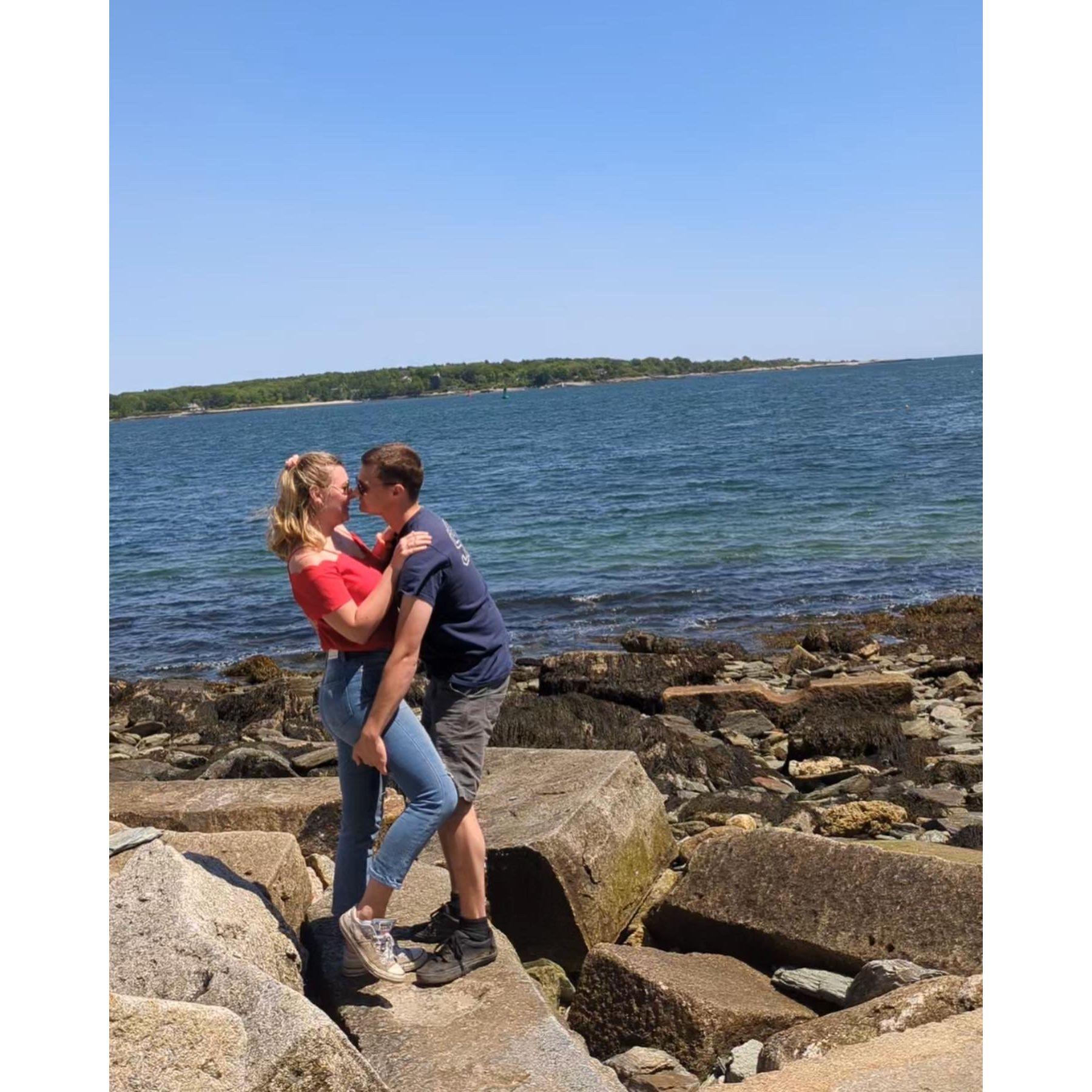 The rocks on the campus of Southern Maine Community College