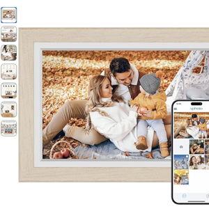 Dragon Touch Digital Picture Frame WiFi 10 inch IPS Touch Screen Digital Photo Frame Display, 32GB Storage, Auto-Rotate, Share Photos via App, Email, Cloud, Classic 10 Brown