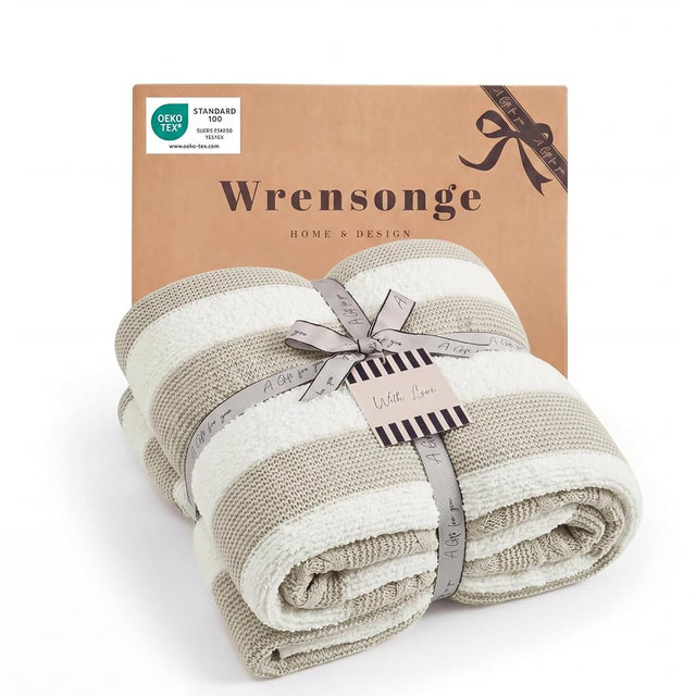 WRENSONGE Throw Blanket Feather Yarn Khaki Soft Cozy Fluffy Warm Hand Made Throw Blankets for Couch, Sofa, Chair, Bed, Camping, Picnic, Travel Lightweight Bed Blanket - 50"*70"