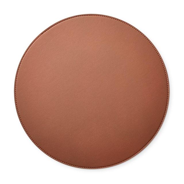 Faux Shagreen Round Placemat, Brown