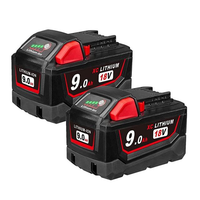 GROWFEAT 2Pack 9.0Ah 18V Battery Replacement for Milwaukee M-18 Battery, Compatible with Milwaukee Battery 18Volt Charger and Tools