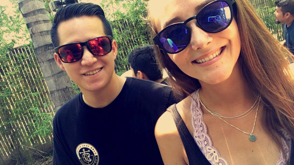 Kaemon and Taylor wait in line at Six Flags