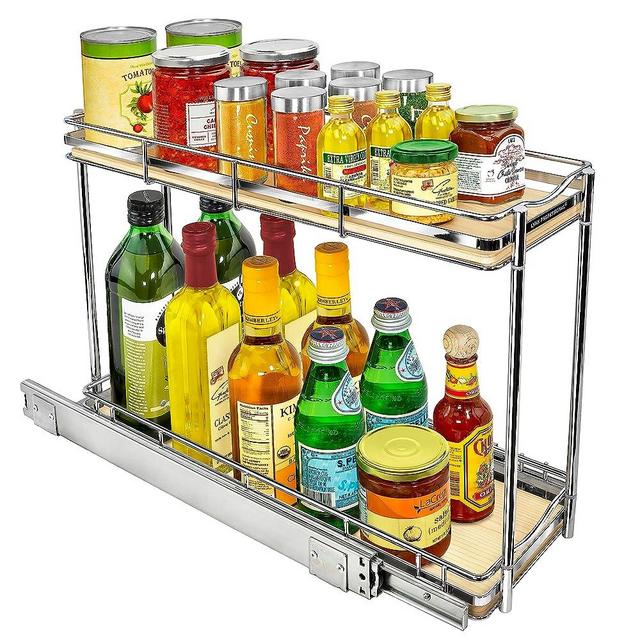 LYNK PROFESSIONAL® Elite™ Pull Out Cabinet Organizer - Lifetime Limited Warranty - Sliding Spice and Bottle Storage - Narrow Slide Out Drawers for Kitchen Cabinets Roll Out Shelves - 6" x 21” Double