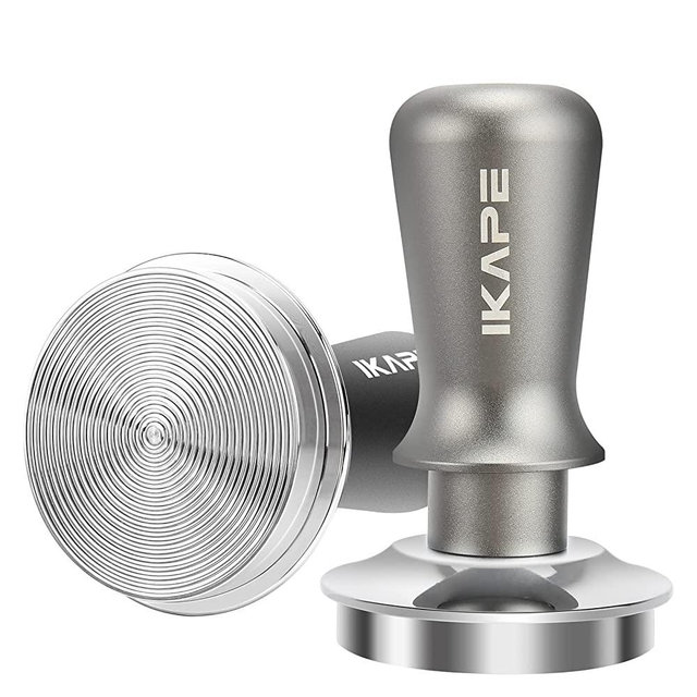 IKAPE 58mm Espresso Tamper, Premium Barista Coffee Tamper with Calibrated Spring Loaded, 100% Stainless Steel Base Tamper Compatible with Espresso Machine Rancilio, Gaggia Bottomless Portafilter