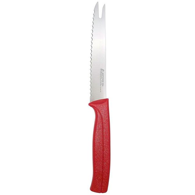 MATTSTONE HILL SINCE 1979 Tomato Knife - MATTSTONE HILL 5 Inch Serrated Kitchen Utility Knife, Serrated Cheese Knife, Premium Stainless Steel Vegetable Knife, Red Handle