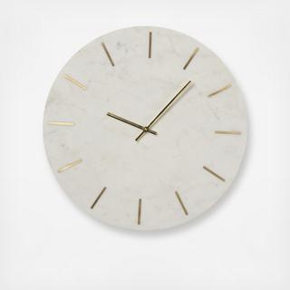 Marble Wall Clock with Gold Inlay
