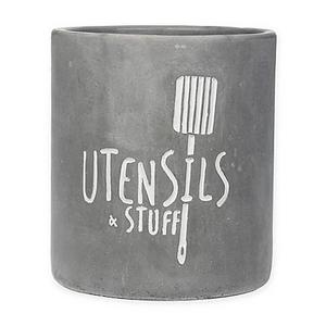 Home Essentials & Beyond "Utensils & Stuff" Utensil Crock in Charcoal Grey