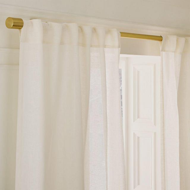 Sheer European Flax Linen Curtain, 48"x108", Alabaster