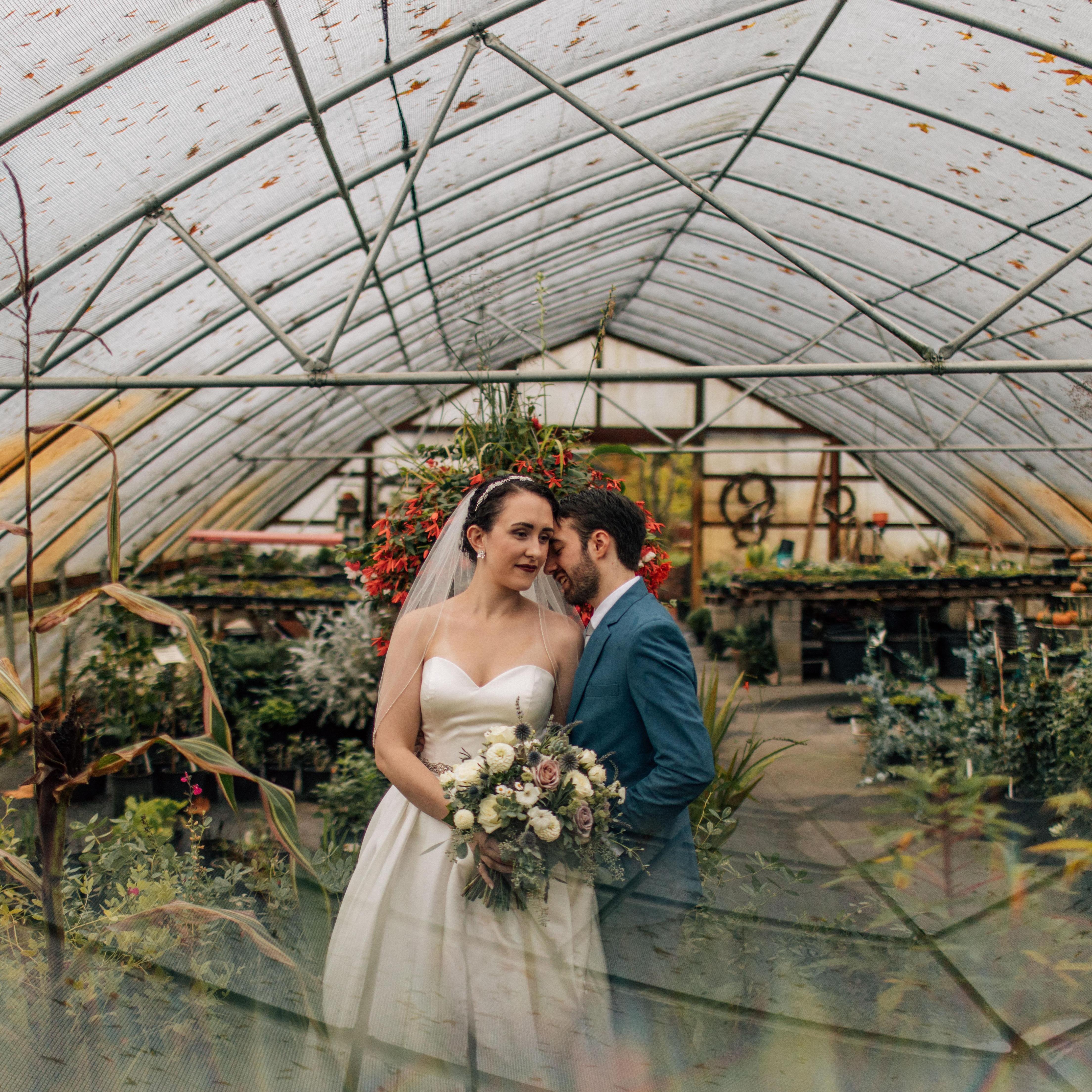 Taking refuge from the rain in a beautiful greenhouse