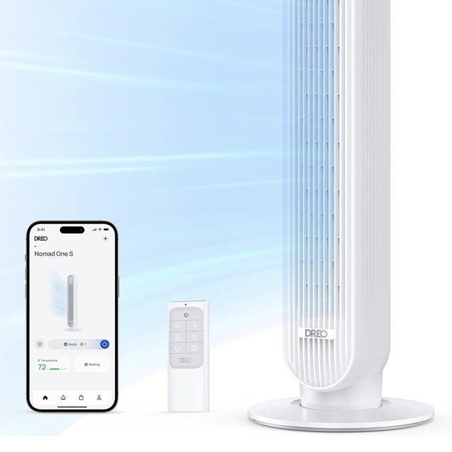 DREO Tower Fan , 20dB Ultra Quiet Standing Fan, White