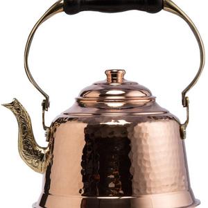 CopperBull Heavy Gauge 1mm Thick Hammered Copper Tea Pot Kettle Stovetop Teapot (1.6-Quart)