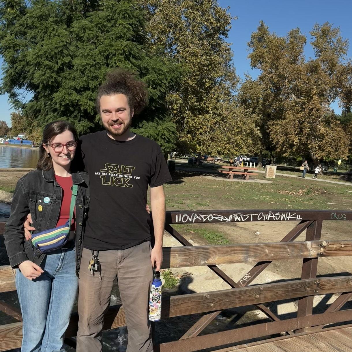 Collecting water samples for Kimberly's geochemistry class at Lake Balboa (Fall '25)