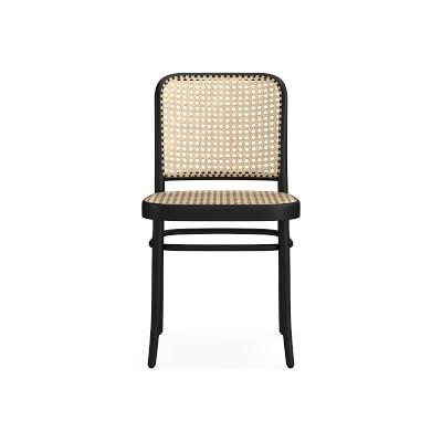 Ton #811 Dining Side Chair w/ Natural Cane Seat/Back, Black Grain