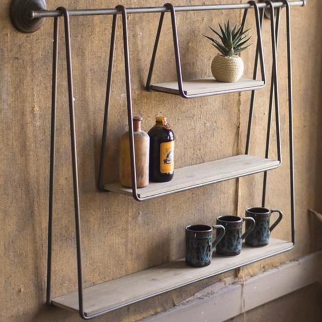 At West End Wood & metal triple hanging shelf