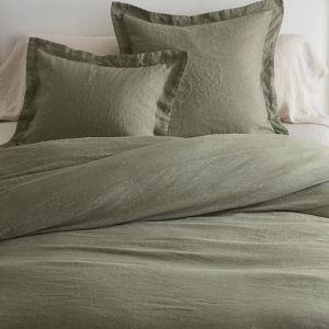 Belgian Flax Linen Duvet Cover Color Loden Size King