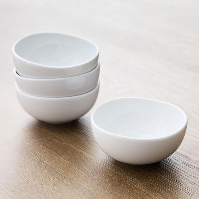 Organic Porcelain Dip Bowl, White, Set of 4