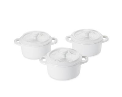 Staub Ceramic Stoneware Mini Cocotte Set, White