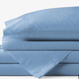 Classic Cool Cotton Percale Bed Sheet Set - Porcelain Blue, Queen