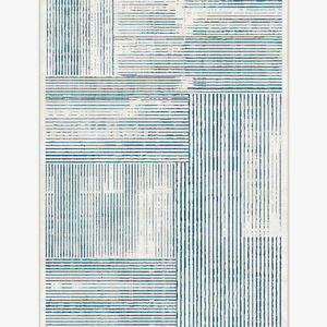 Linear Oasis Ivory & Blue Rug 6'x9'