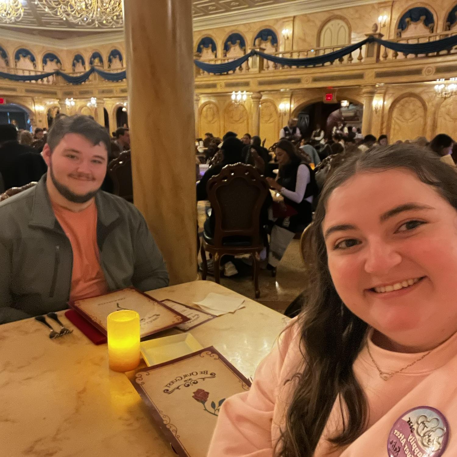 This was our debriefing dinner after he proposed.