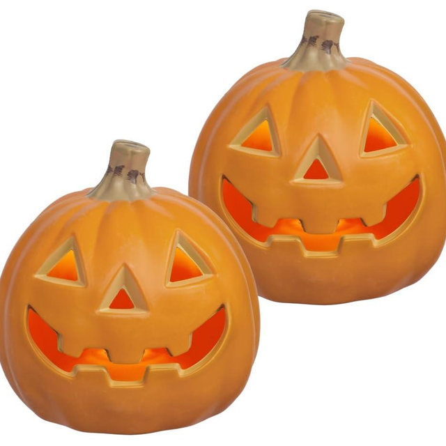 Xodus Innovations HW1010-2 Small 6 Inch LED Lighted Pumpkin,Jack-O-Lantern Battery Operated, Indoor/Outdoor, 8 Hour Daily Timer, for Halloween and Thanksgiving
