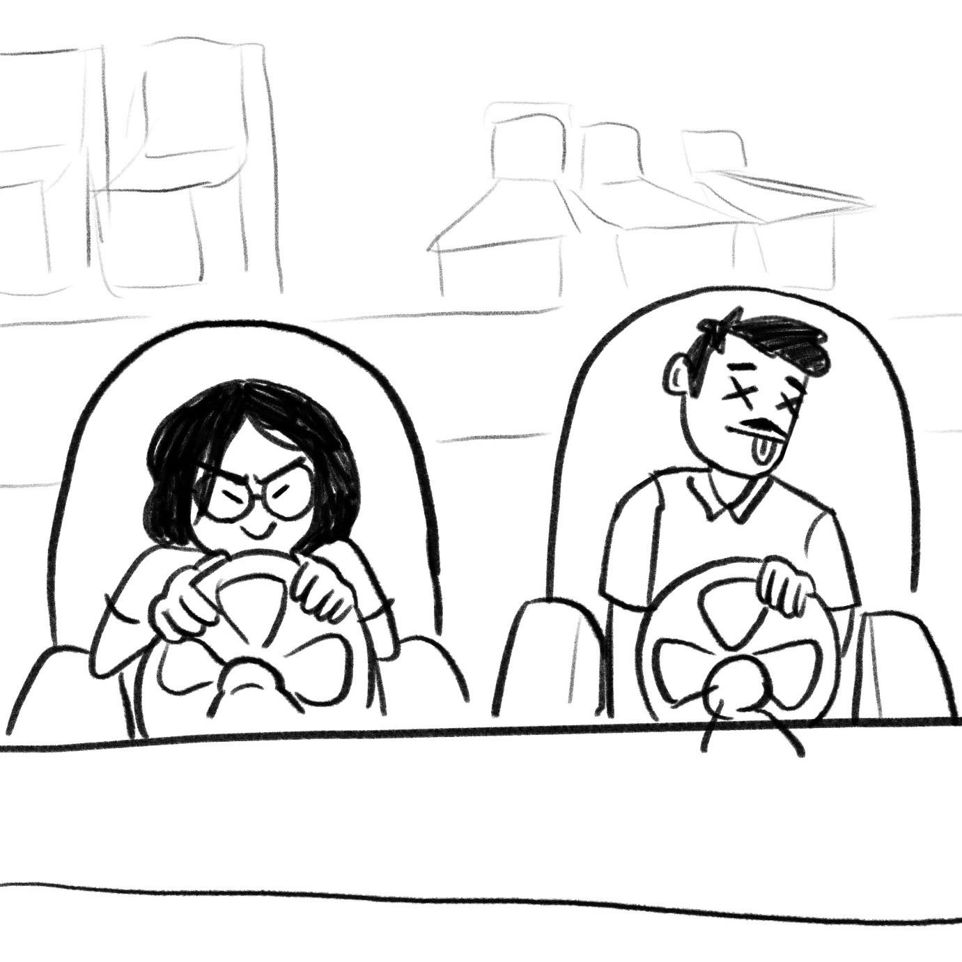 Artist rendition of what DID NOT happen when we went Go Karting