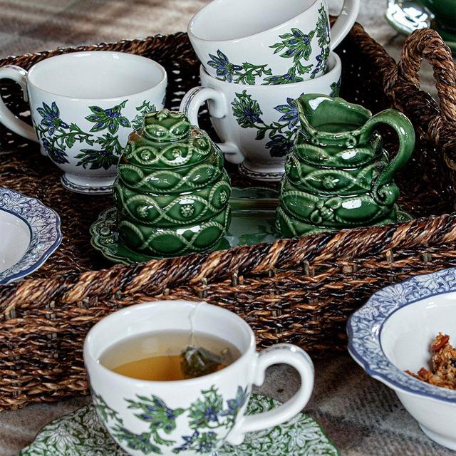 Jardins Du Monde Green Creamer/Sugar Set