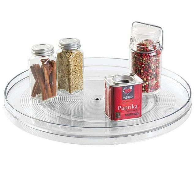 iDesign Linus Turntable Kitchen Organizer, Organization for Pantry, Countertop, Shelf, Table, Vanity, Bathroom, 14 Inches, Clear