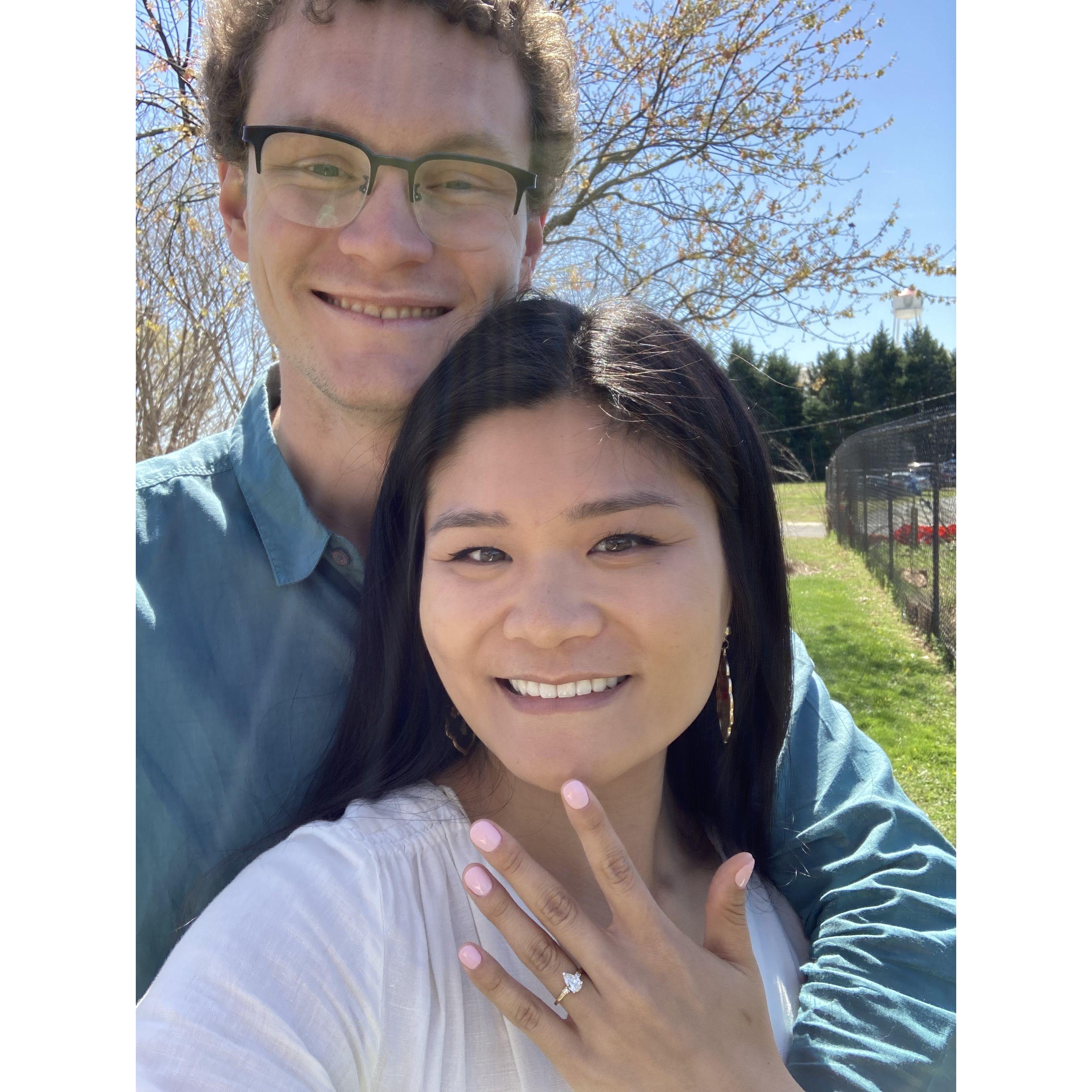 Joe proposed to Michelle in the community garden where they met!