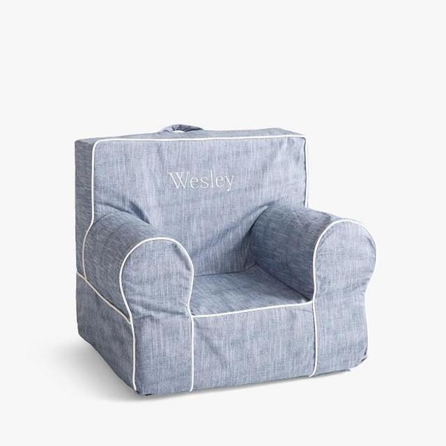 My First Anywhere Chair® Chambray with White Piping
