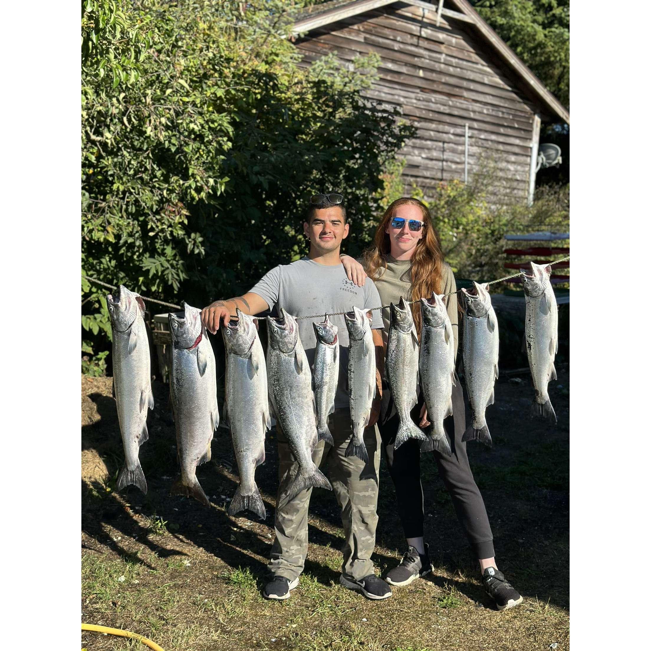 Our salmon haul after a morning of fishing up in Port Renfrew, Canada 2023