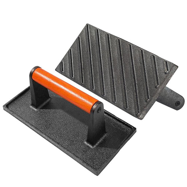 vivicreate Bacon Press, Griddle Press, Grill Press, Meat Press, cast Iron Grill Press, cast Iron Griddle, Iron Press, cast Iron Material with Wooden Handle