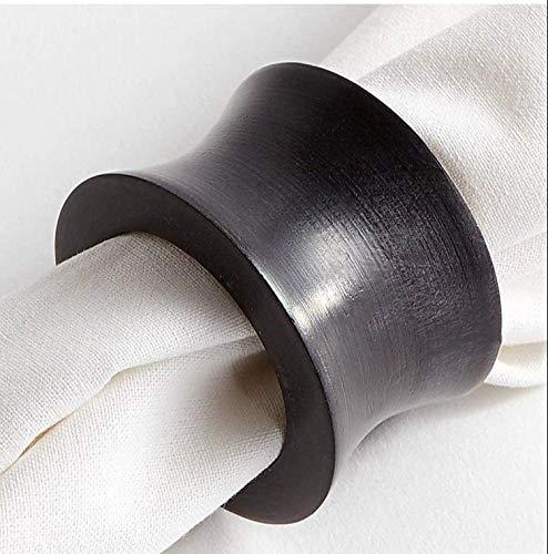 Divine glance Wood Napkin Rings Colourful Dining Table Napkin Holder, Classic Everyday Use Christmas Napkin Rings Buckles,Festive Party Gift for Table (12 PCS Wooden Black ConcaveNapkin Rings)