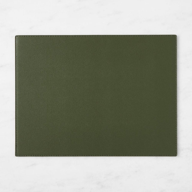Faux Shagreen Rectangular Placemat, Olive