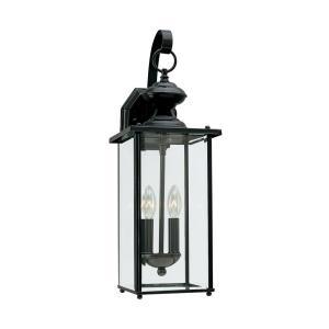 Jamestowne 7 in. W 2-Light Black Outdoor Wall Mount Lantern with Clear Beveled Glass